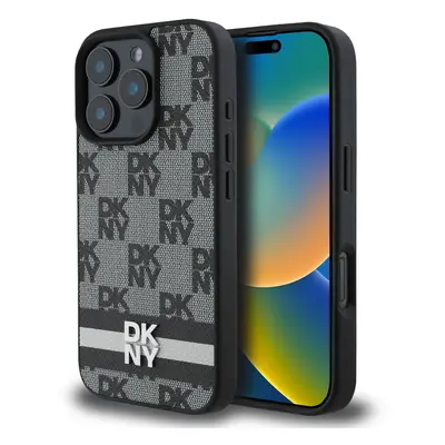 Zadní kryt DKNY PU Leather Checkered Pattern and Stripe pro iPhone 16 Pro Max Black