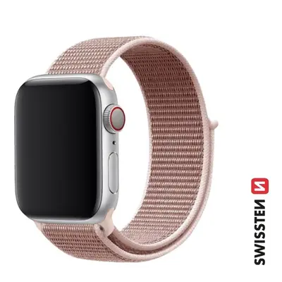 Řemínek Swissten pro Apple Watch nylonový 38 - 40 - 41 mm růžovo-zlatý