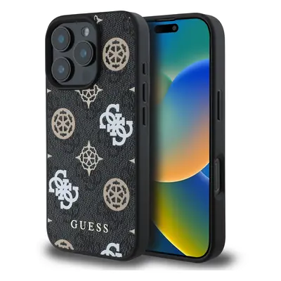 Zadní kryt Guess PU 4G Peony MagSafe pro iPhone 16 Pro Max Black