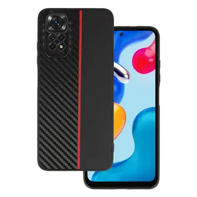 Tel Protect CARBON pouzdro pro Xiaomi Redmi Note 11/Note 11S černé s červeným pruhem