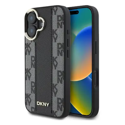 Zadní kryt DKNY PU Leather Checkered Pattern Magsafe pro iPhone 16 Black