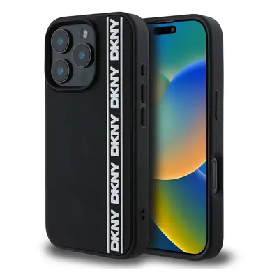 Zadní kryt DKNY 3D Rubber Repeat Logo Line pro iPhone 16 Pro Black