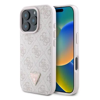 Originální zadní kryt Guess PU 4G Strass Triangle Metal Logo Zadní Kryt pro iPhone 16 Pro Max Pi