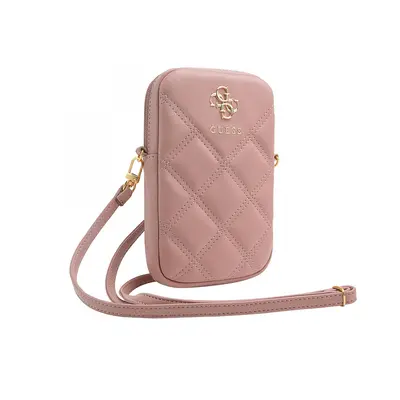 Kabelka Guess PU Quilted 4G Metal Logo Walltet Phone Bag Zipper Pink