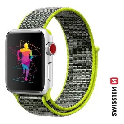 Řemínek Swissten pro Apple Watch nylonový 42 - 44 - 45 - 49 mm zářivě zelený