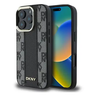 Zadní kryt DKNY PU Leather Checkered Pattern Magsafe pro iPhone 16 Pro Max Black