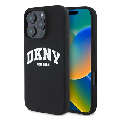 Zadní kryt DKNY Liquid Silicone Arch Logo MagSafe pro iPhone 16 Pro Black