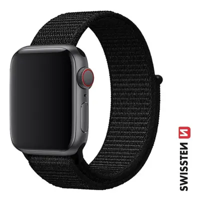 Řemínek Swissten pro Apple Watch nylonový 42 - 44 - 45 - 49 mm černý