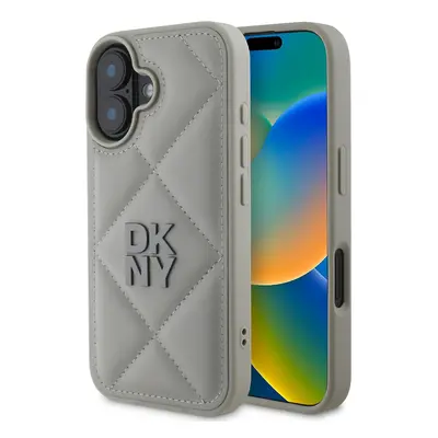 Zadní kryt DKNY PU Leather Quilted Stack Logo pro iPhone 16 Grey