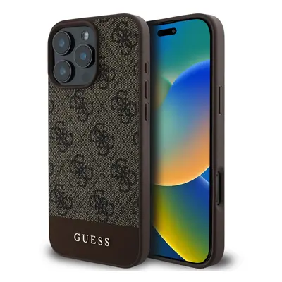 Zadní kryt Guess PU 4G Stripe pro iPhone 16 Pro Brown