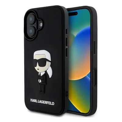 Zadní kryt Karl Lagerfeld 3D Rubber Ikonik pro iPhone 16 Black