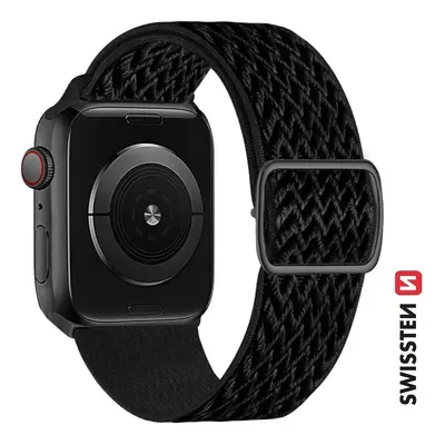 Řemínek Swissten pro Apple Watch nylonový 42 - 44 - 45 - 49 mm černý (se sponou)