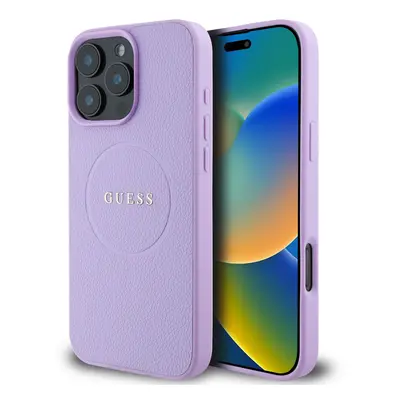 Zadní kryt Guess PU Grained Classic Logo MagSafe pro iPhone 16 Pro Purple