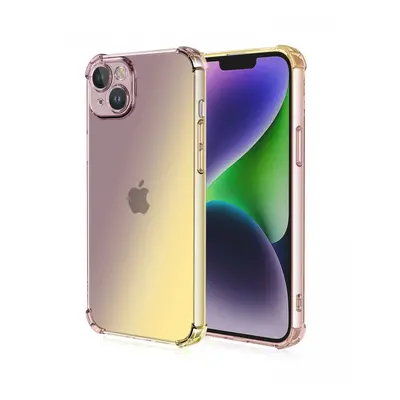 Kryt TopQ iPhone 15 Shock duhový purpurovo-žlutý 99696