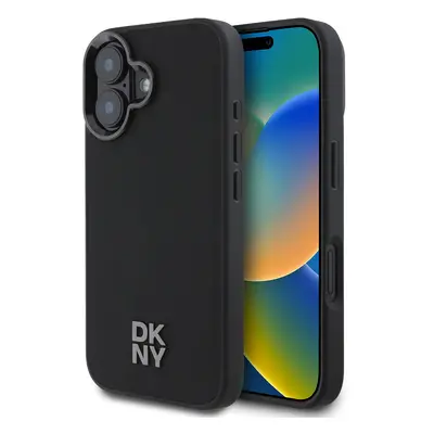 Zadní kryt DKNY PU Leather Stack Logo Magsafe pro iPhone 16 Black