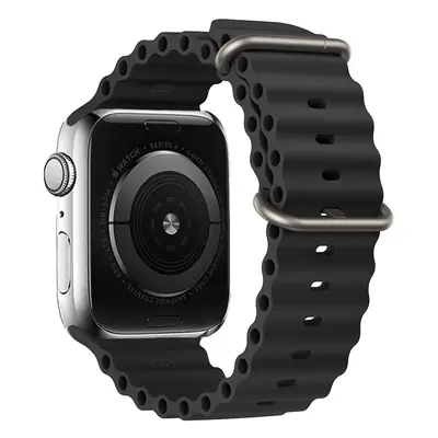 Silikonový řemínek pro Apple Watch 42-44-45-49 design 1 černý