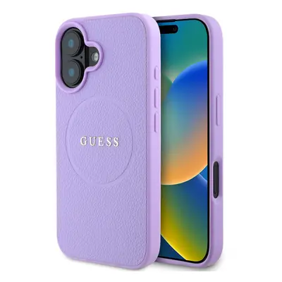 Zadní kryt Guess PU Grained Classic Logo MagSafe pro iPhone 16 Purple