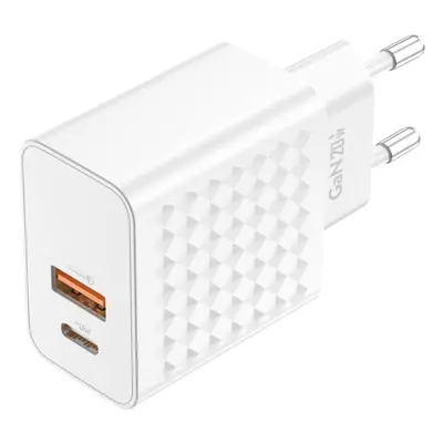 Adaptér Foneng EU42 GaN - USB + Type C - PD 20W 3A bílý