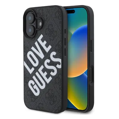 Zadní kryt Guess PU Leather 4G Big Love Logo MagSafe pro iPhone 16 Black