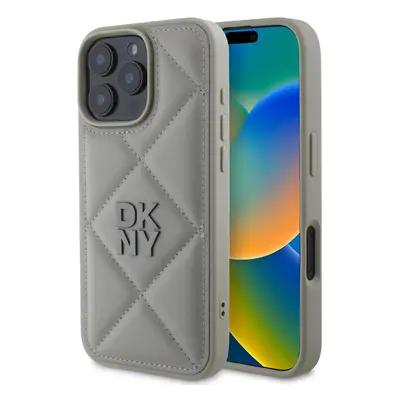 Zadní kryt DKNY PU Leather Quilted Stack Logo pro iPhone 16 Pro Grey