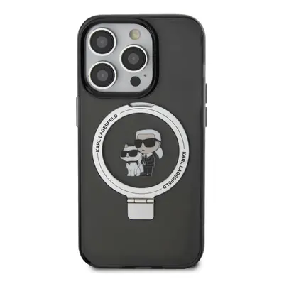 Zadní kryt Karl Lagerfeld Ringstand Karl and Choupette MagSafe pro iPhone 16 Pro Black