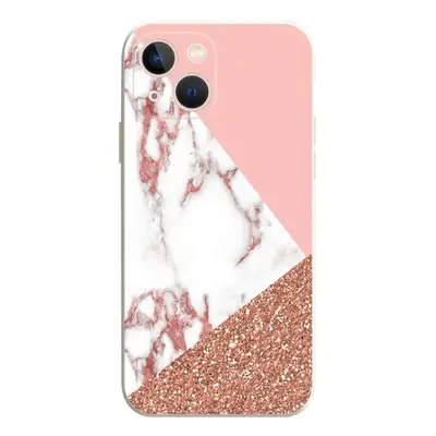 Kryt TopQ iPhone 13 Mramor růžový glitter 75347