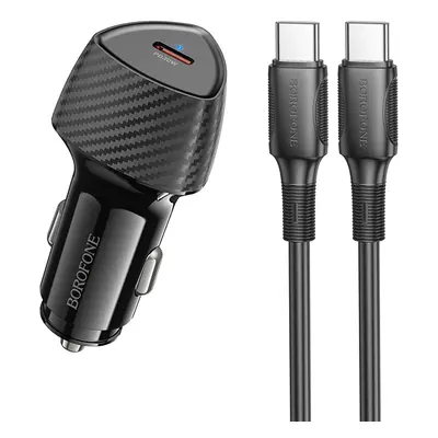 Rychlonabíječka do auta Borofone BZ31B Solid + datový kabel USB-C 30W černá