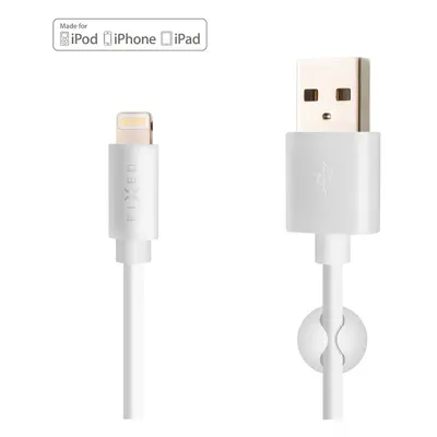 Datový a nabíjecí kabel FIXED s konektory USB/Lightning, 1 metr, MFI certifikace, bílý