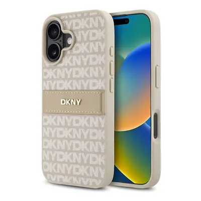 Zadní kryt DKNY PU Leather Repeat Pattern Tonal Stripe pro iPhone 16 Pink