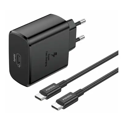 Rychlonabíječka Foneng EU62 GaN vč. USB-C datového kabelu 45W černá