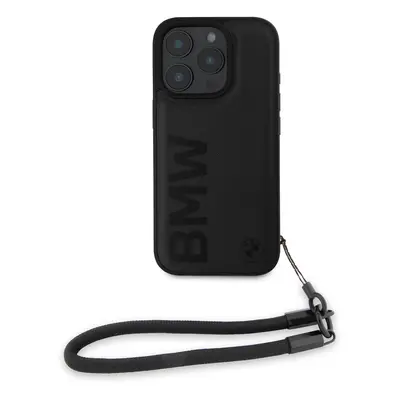 Zadní kryt BMW Leather Signature and Strap pro iPhone 16 Pro Black