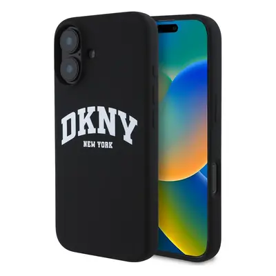 Zadní kryt DKNY Liquid Silicone Arch Logo MagSafe pro iPhone 16 Plus Black