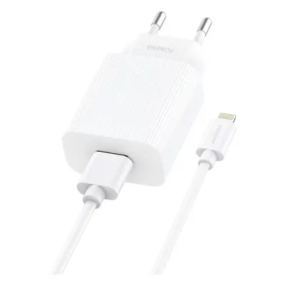 Nabíječka Foneng EU28 - USB - 2,4A s kabelem USB-Lightning bílá