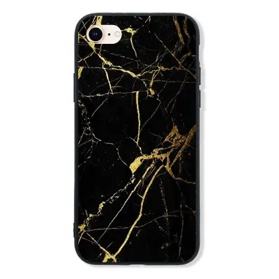 Kryt TopQ LUXURY iPhone SE 2020 pevný Marble černo-zlatý 49249