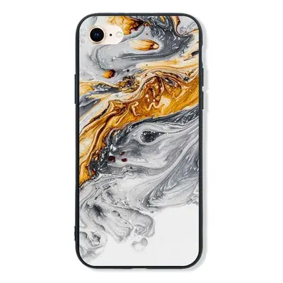 Kryt TopQ LUXURY iPhone SE 2020 pevný Marble šedo-zlatý 49248