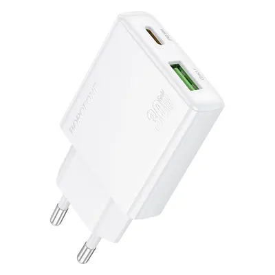 Adaptér Borofone BN25 Wish (Ultra Thin) s funkcí rychlonabíjení Dual 30W bílý