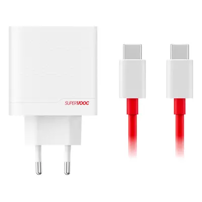 Rychlonabíječka OnePlus SUPERVOOC GaN vč. USB-C datového kabelu 80W Dual bílá