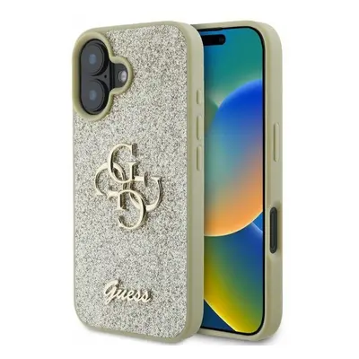 Originální zadní kryt GUESS hardcase Fixed Glitter Big 4G GUHCP16SHG4SGD pro iPhone 16 gold