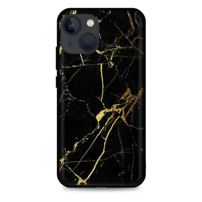 Kryt TopQ LUXURY iPhone 13 pevný Marble černo-zlatý 64756