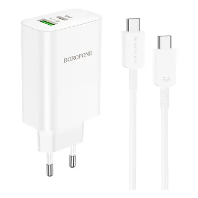 Rychlonabíječka Borofone BN10 Sunlight včetně USB-C datového kabelu bílá 65W 107473