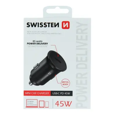 Rychlonabíječka do auta Swissten USB-C 45W černá 75275