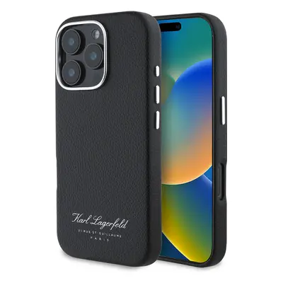 Zadní kryt Karl Lagerfeld Grained PU Hotel RSG pro iPhone 16 Pro Black