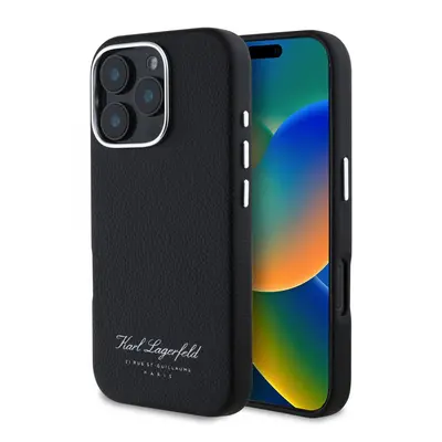 Zadní kryt Karl Lagerfeld Grained PU Hotel RSG pro iPhone 16 Pro Max Black