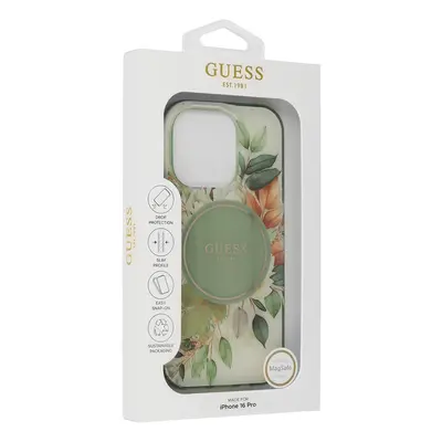 Originální zadní kryt GUESS IML Flower & Tonal Circle Magsafe GUHMP16XHFWBDCEN pro iPhone 16 Pro