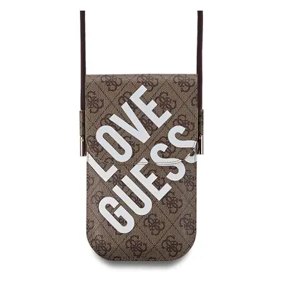 Kabelka na mobil Guess PU 4G Big Love Logo Brown