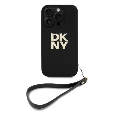 Zadní kryt DKNY PU Leather Stack Logo Wrist Strap pro iPhone 16 Pro Max Black