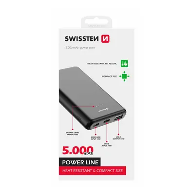 Swissten power line power bank 5000 mah 10w black