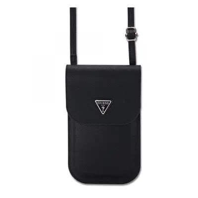 Kabelka na mobil Guess PU Grained Triangle Logo Black