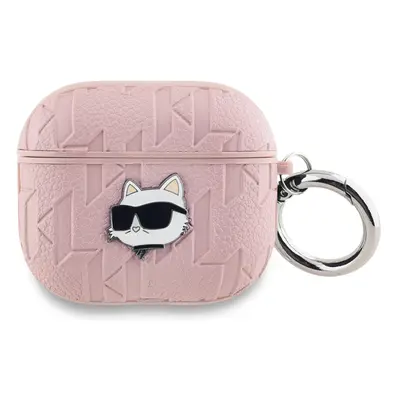 Pouzdro Karl Lagerfeld PU Embossed Choupette Head pro AirPods 3 Pink