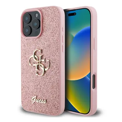 Zadní kryt Guess PU Fixed Glitter 4G Metal Logo pro iPhone 16 Pro Pink